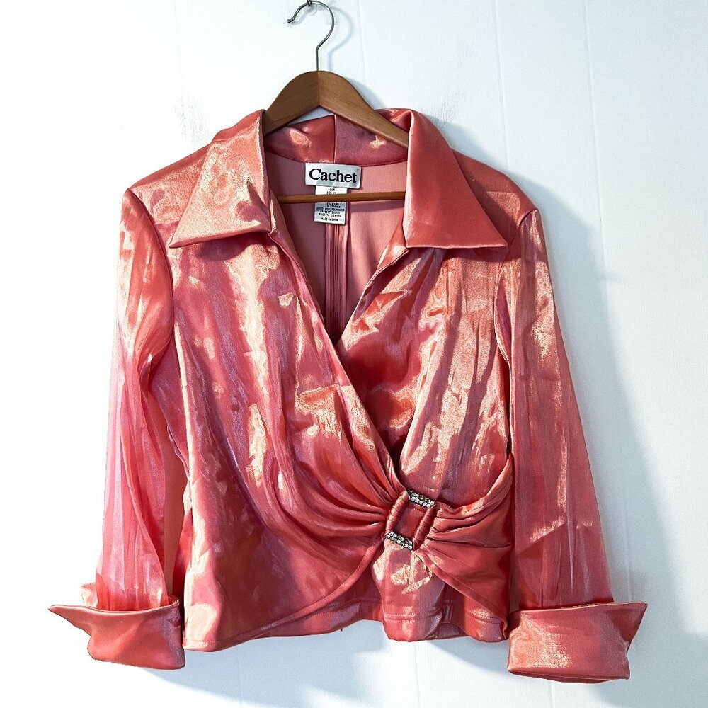 Cachet dusty rose formal satin blouse  EUC